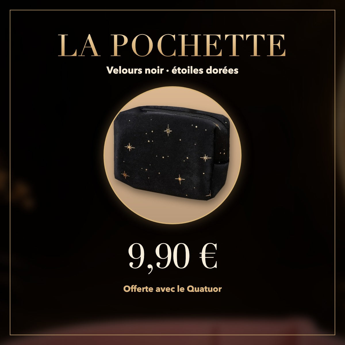 Pochette velours étoiles dorées