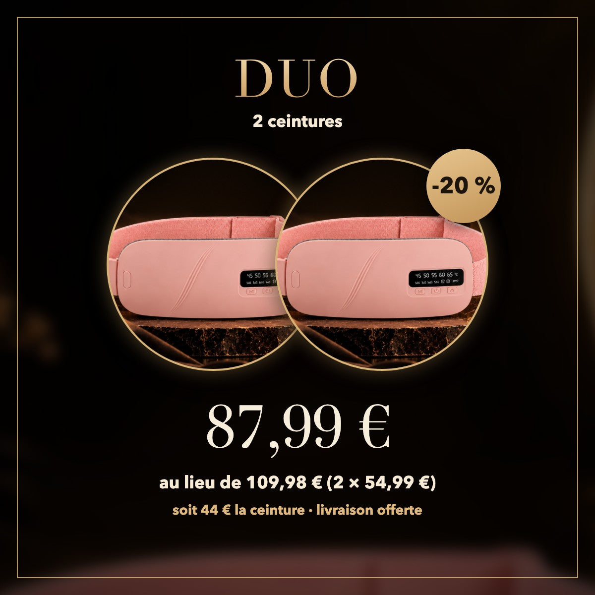 Ceinture chauffante menstruelle — chaleur et massage sans fil