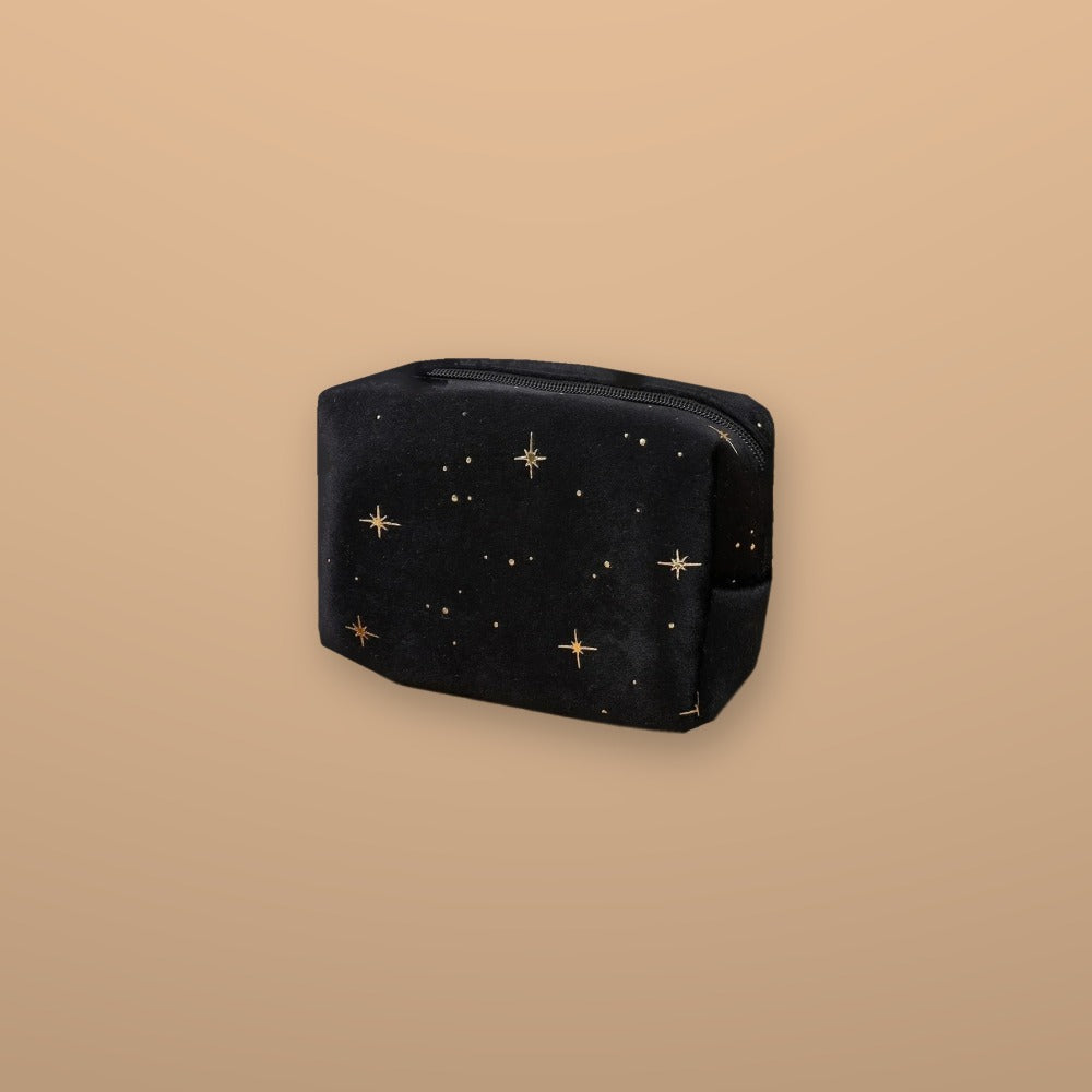 Pochette velours étoiles dorées