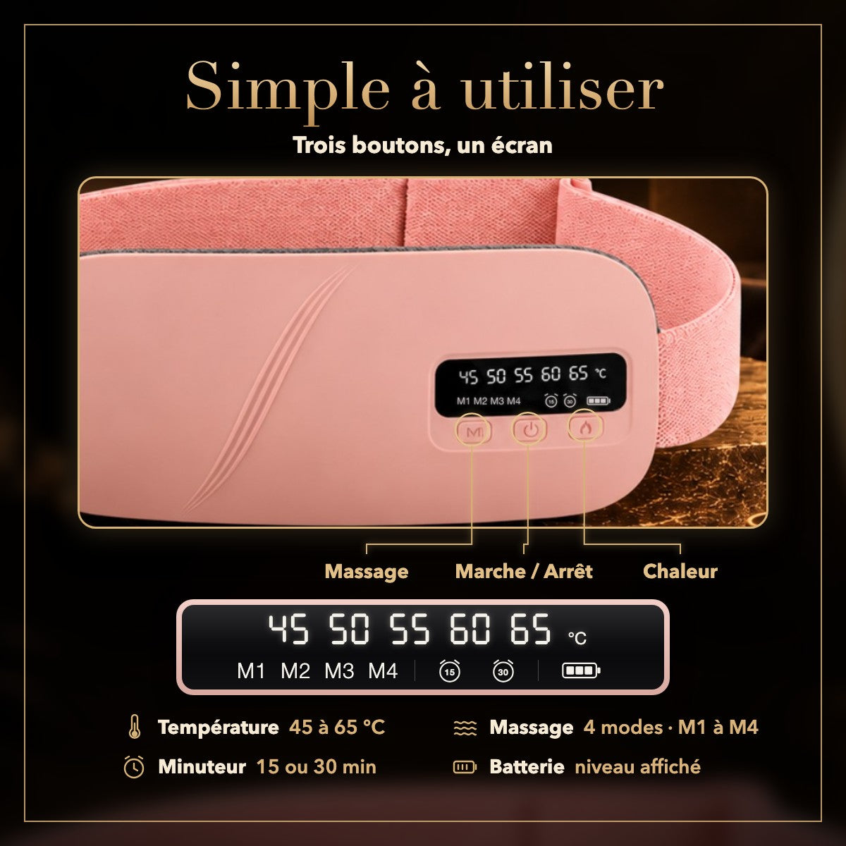 Ceinture chauffante menstruelle — chaleur et massage sans fil
