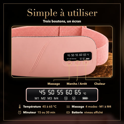 Ceinture chauffante menstruelle — chaleur et massage sans fil